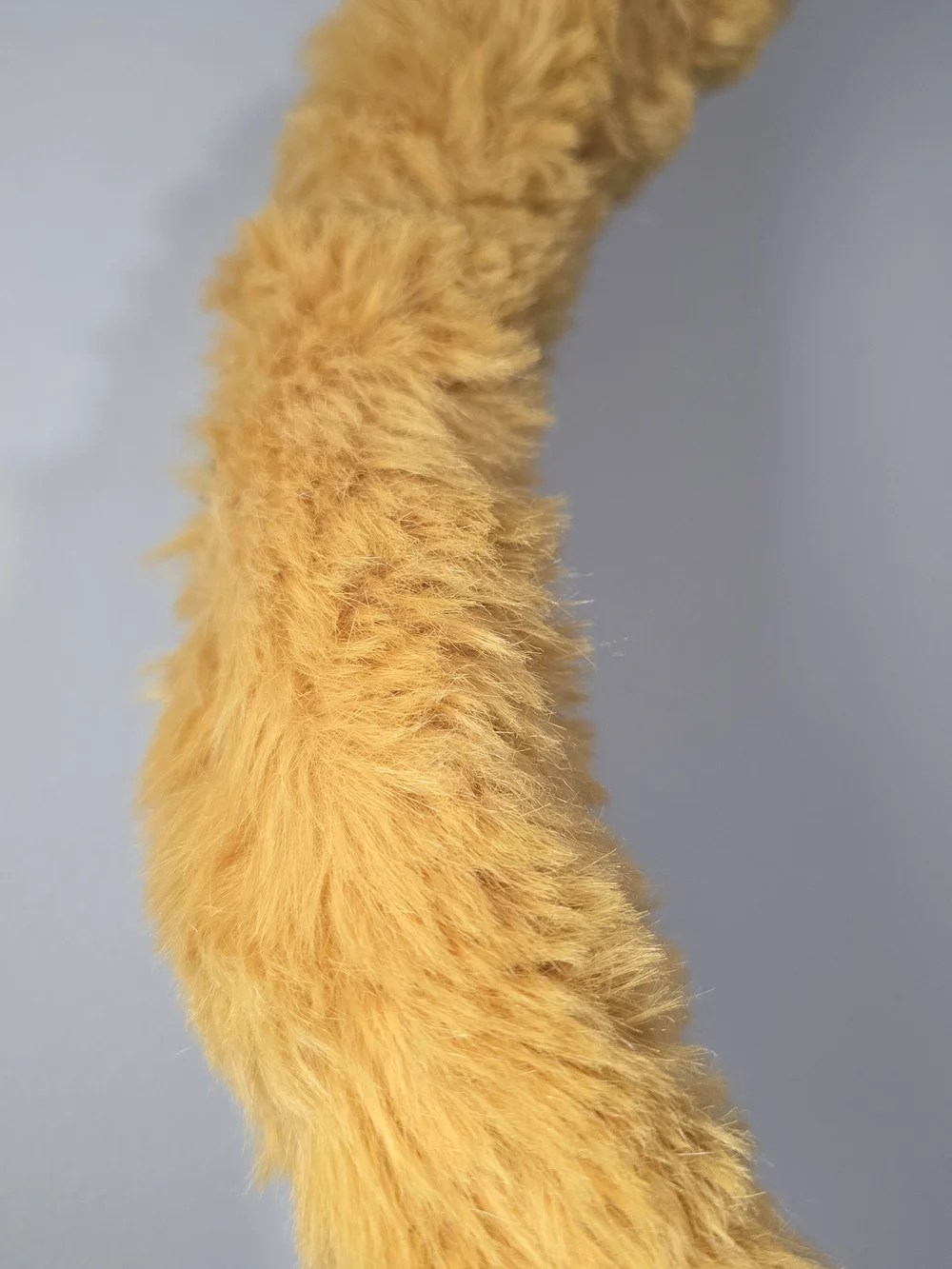 Costume Fuzzy Mustard Yellow Cat FauxFur Tail Accessory With Elastic Waist Band.